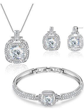 Celestial Crystal Jewelry Set for Women - Bracelet, Necklace & Earrings Gift